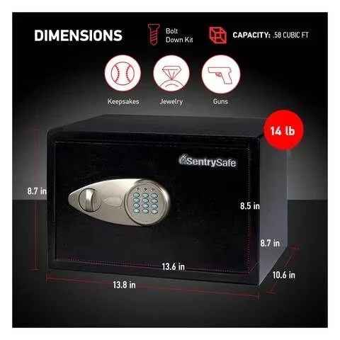 Sentrysafe Digital Security Safe With Digital Keypad Black 7kg