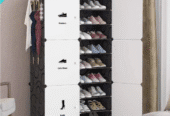 Brand New Sealed Packed Modular 6-Cube Shoe Rack with Doors & Side Hooks – Space-Saving Organizer Qatar (رف أحذية معياري 6 مكعبات)