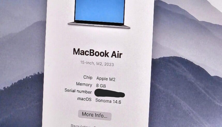 15″ Macbook Air M2 8/256G Gray EN