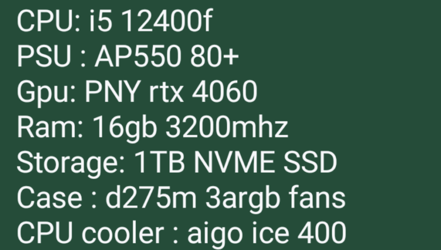 New gaming pc rtx 4060
