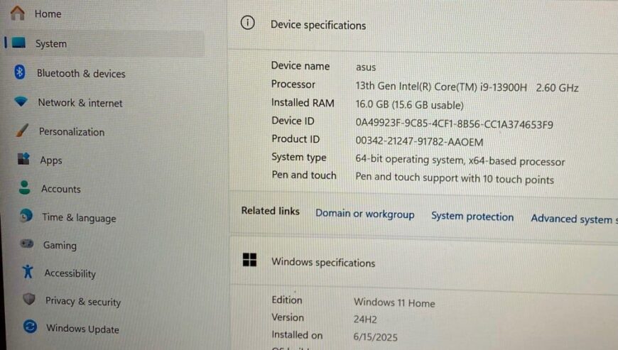 Core i9 Asus Laptop