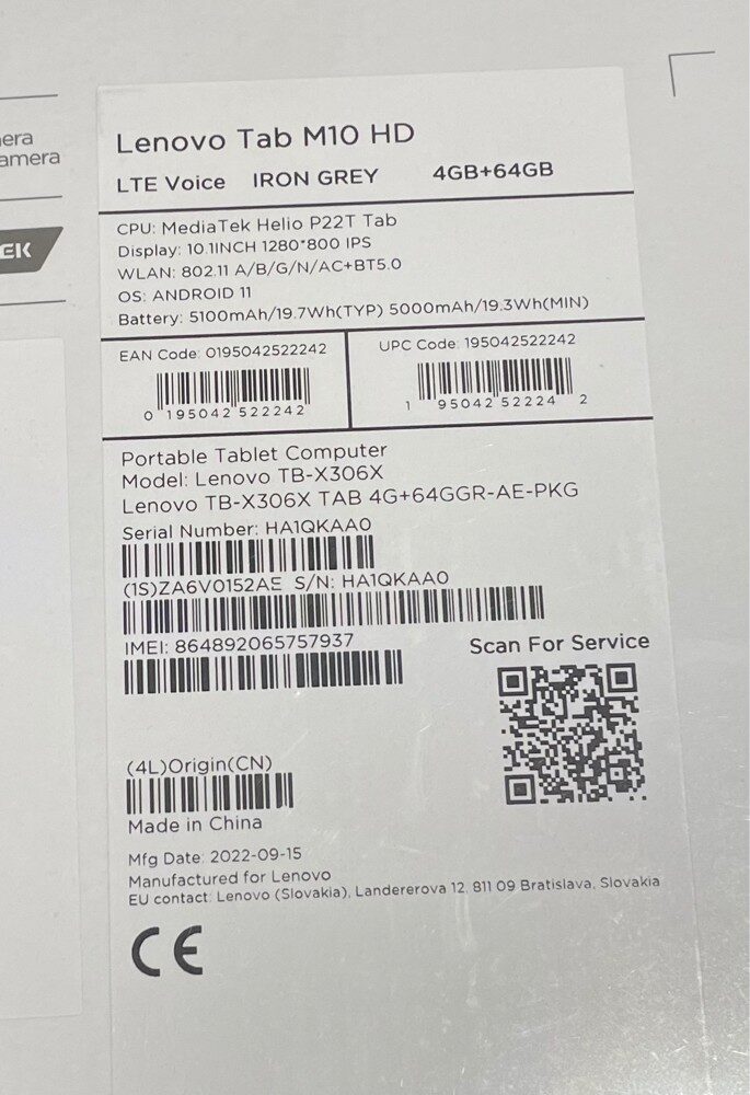 Lenovo tab M10 HD