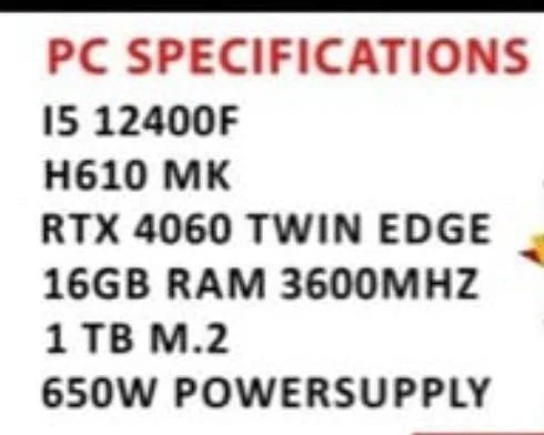 GAMING PC RTX 4060 TWIN EDGE