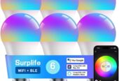 6 Pack Smart LED Light Bulbs, 2700K-6500