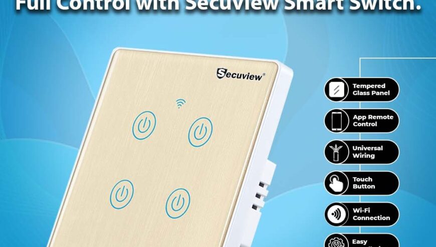 Brushed Panel Four Gang Secuview Smart Switch.