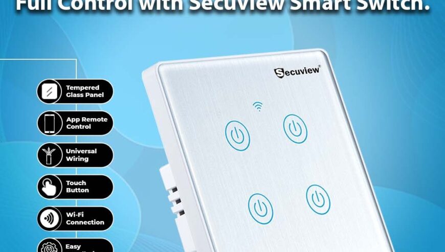 Brushed Panel Four Gang Secuview Smart Switch.