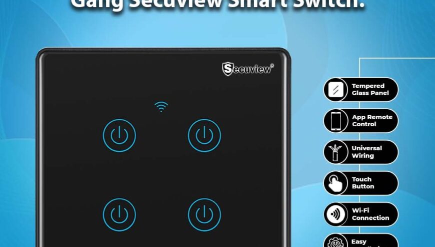 Smart Living Brushed Four Gang Secuview Switch.