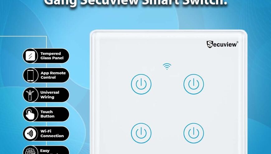 Smart Living Brushed Four Gang Secuview Switch.