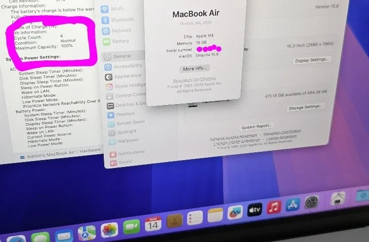 M4 15″ Macbook Air 16/512 Silver