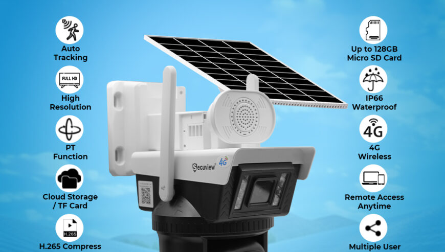Dual Lens Solar Camera, Full HD Monitoring.