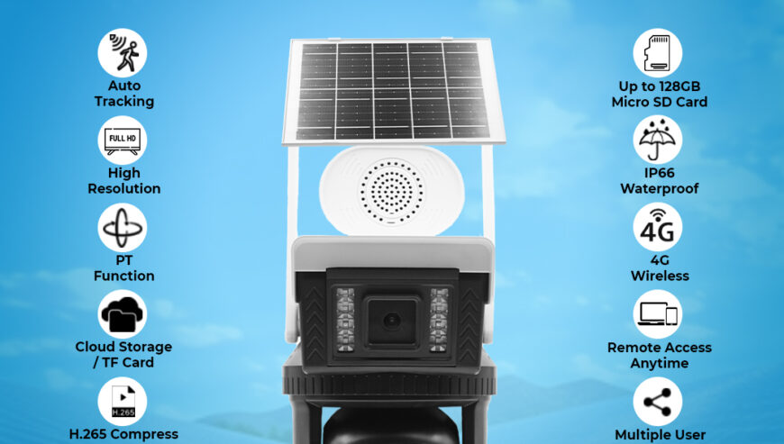 Dual Lens Solar Camera, Full HD Monitoring.