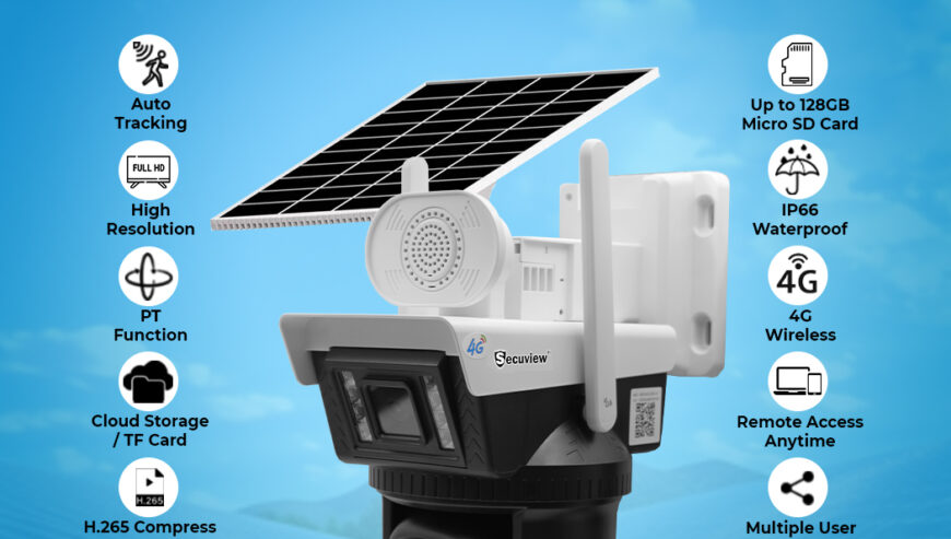 Dual Lens Solar Camera, Full HD Monitoring.