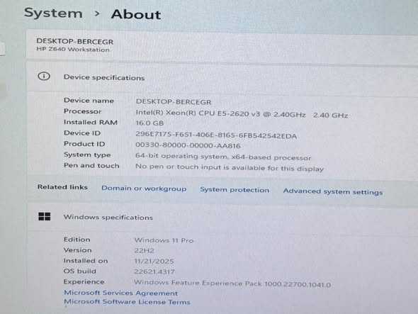 HP Intel Xeon Z640 Workstation PC