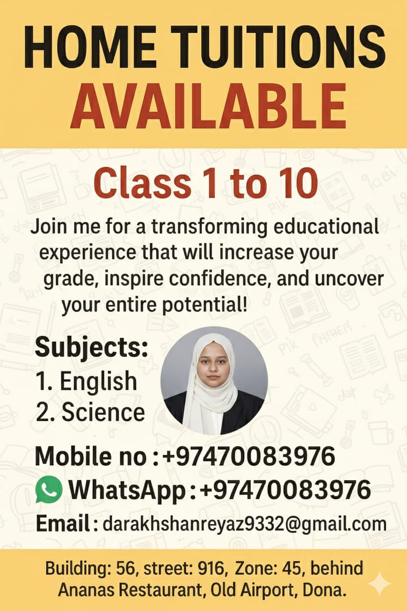 Home Tuitions Available
