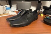 Louis Philippe Black Leather Formal Shoes UK8