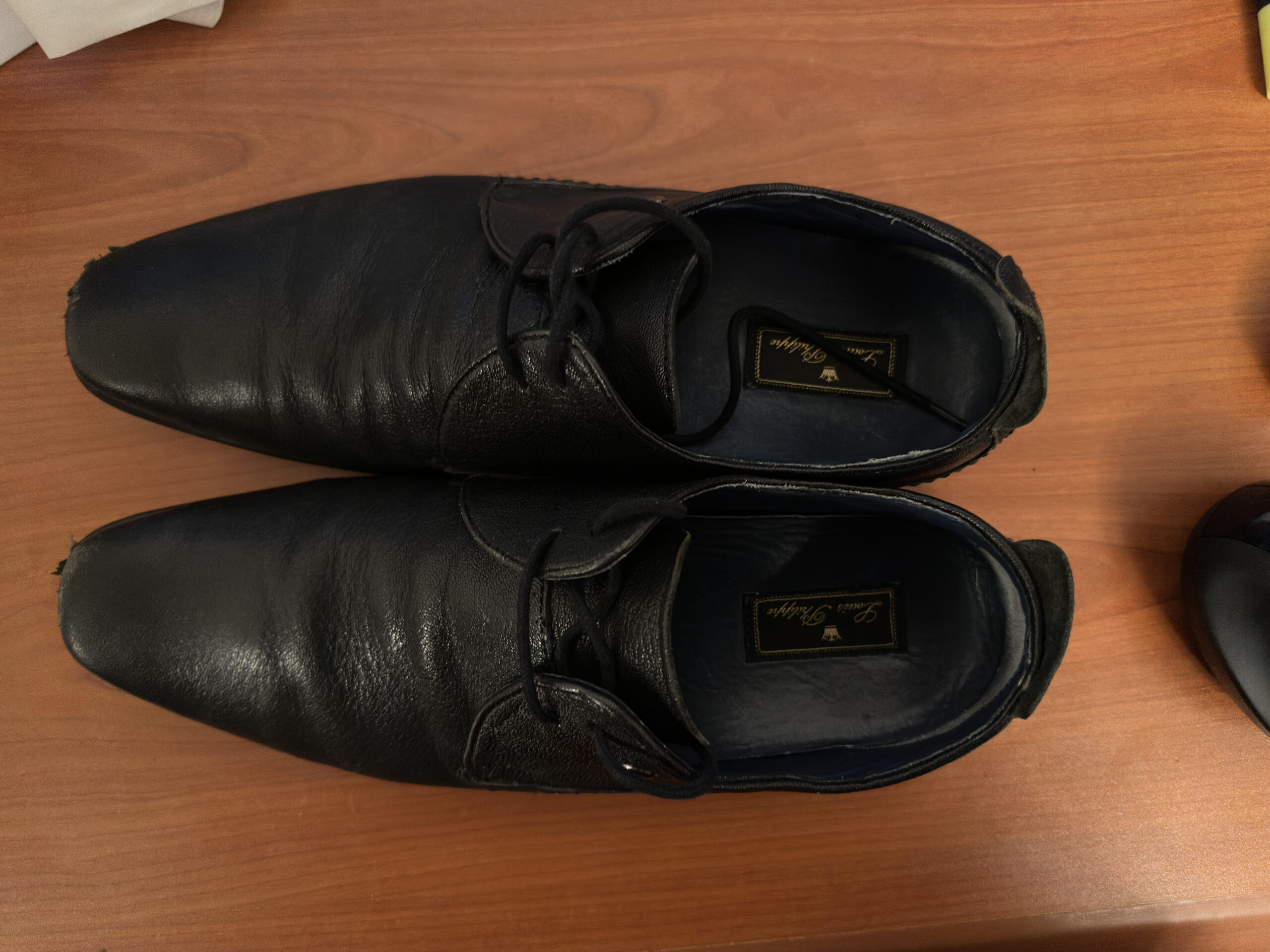 Louis Philippe Black Leather Formal Shoes UK8