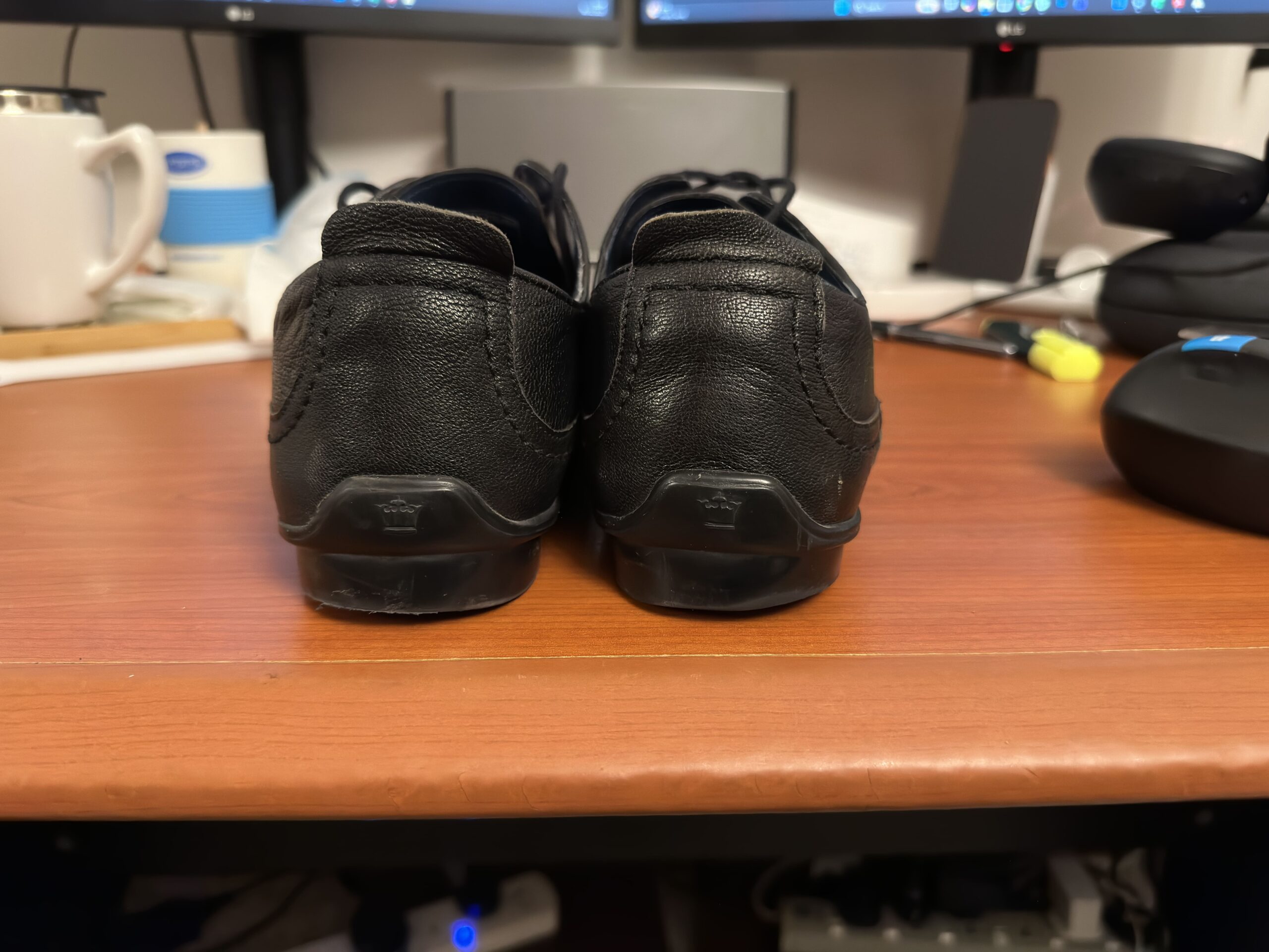 Louis Philippe Black Leather Formal Shoes UK8