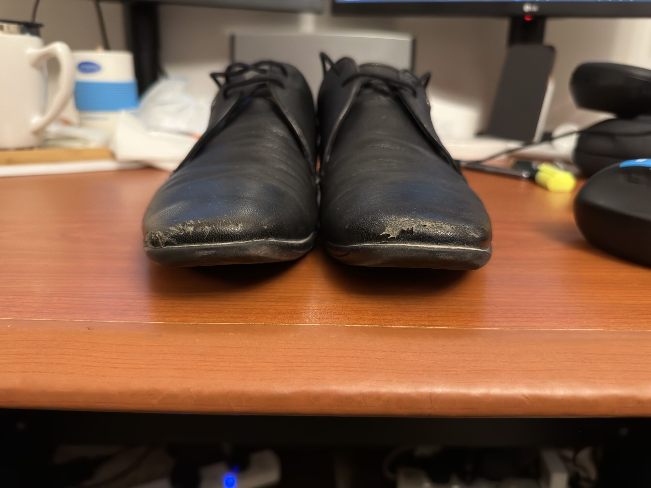 Louis Philippe Black Leather Formal Shoes UK8