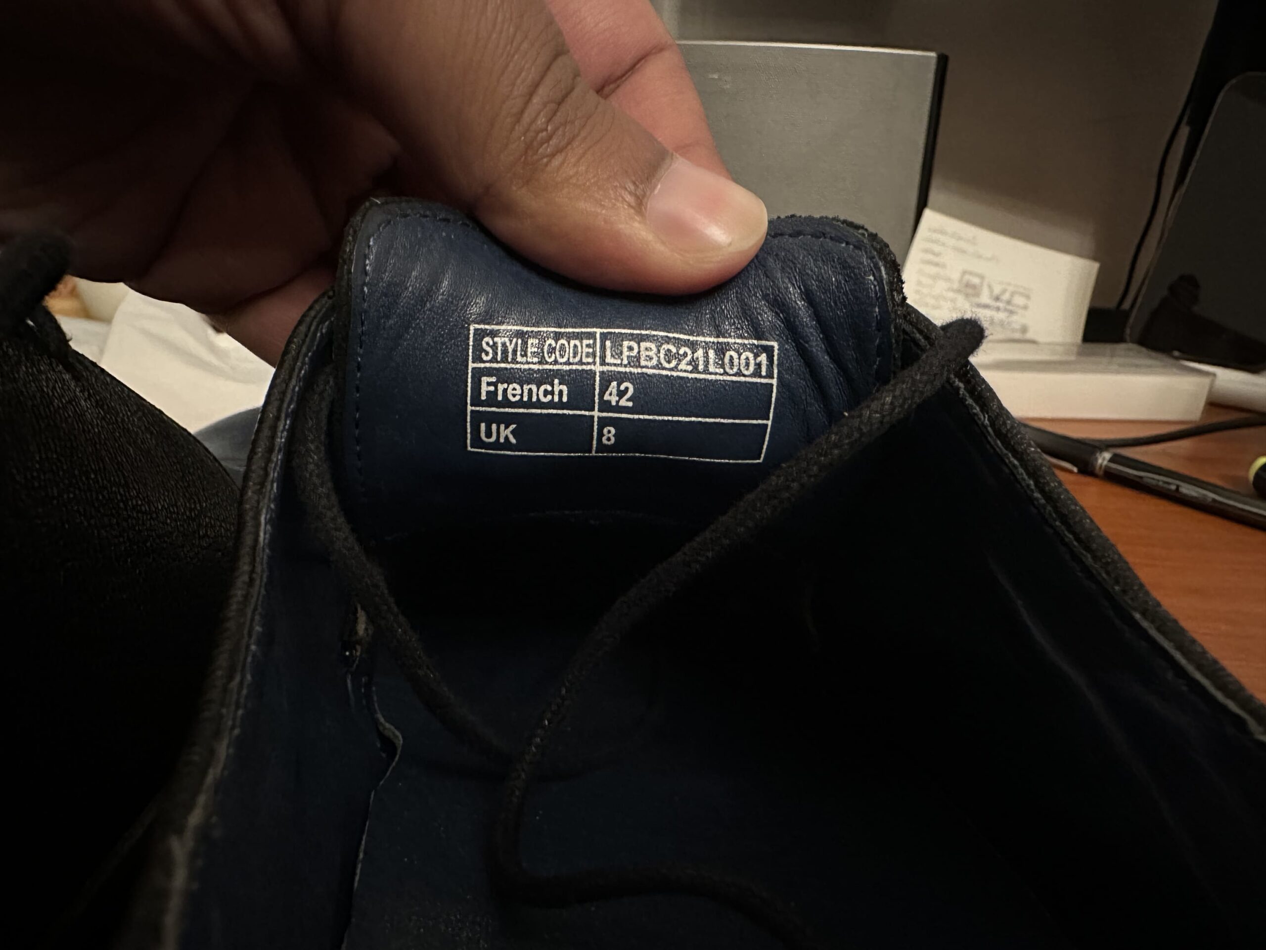 Louis Philippe Black Leather Formal Shoes UK8