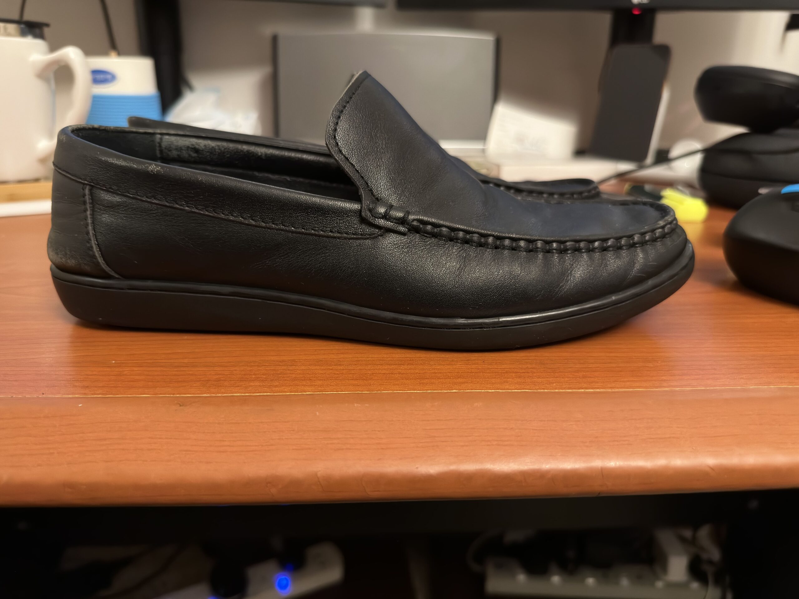 Pavers Black Leather Loafers – US 8 / UK 7