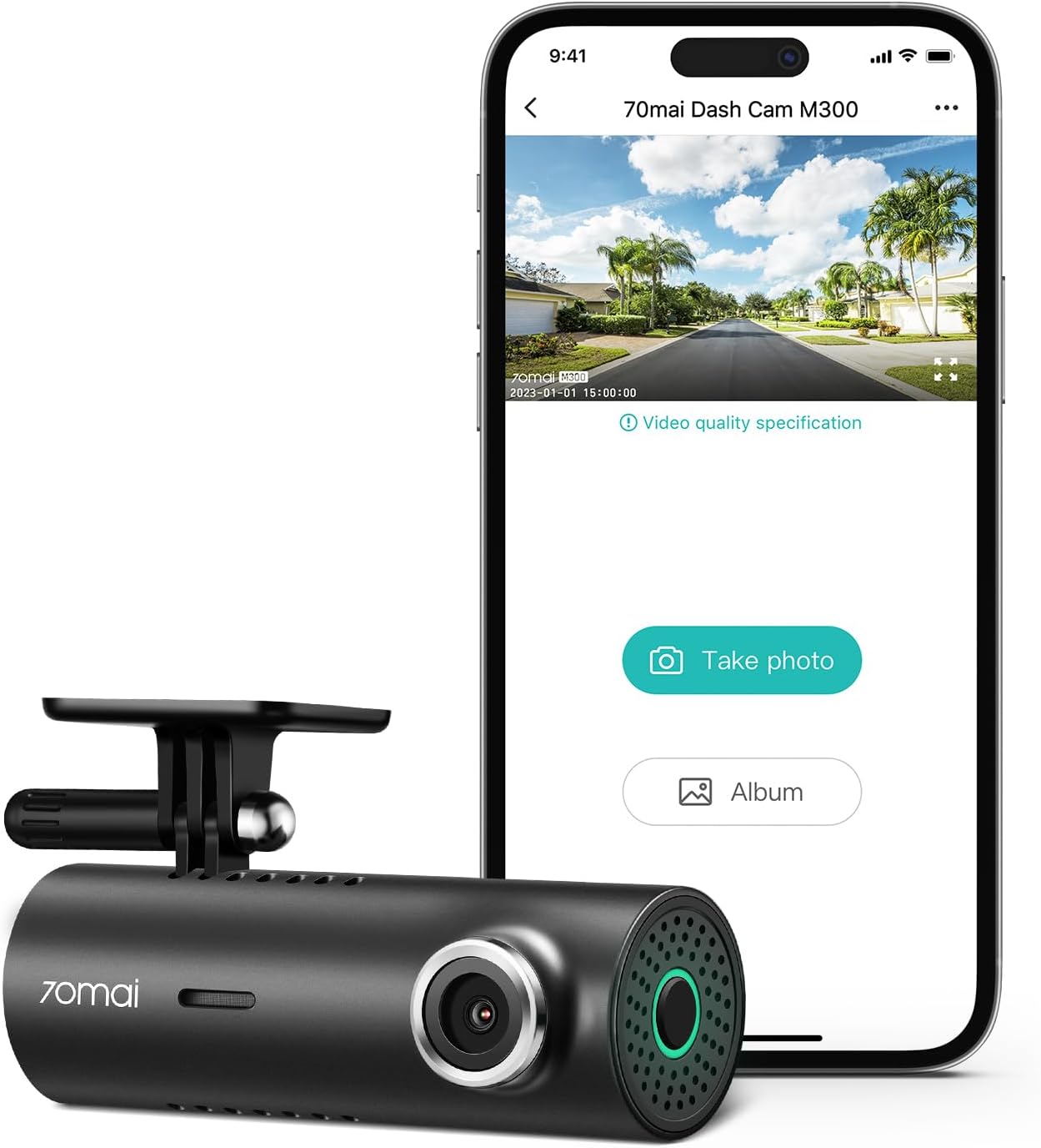 70mai Dash Cam M300 – 1296P HD Car Camera