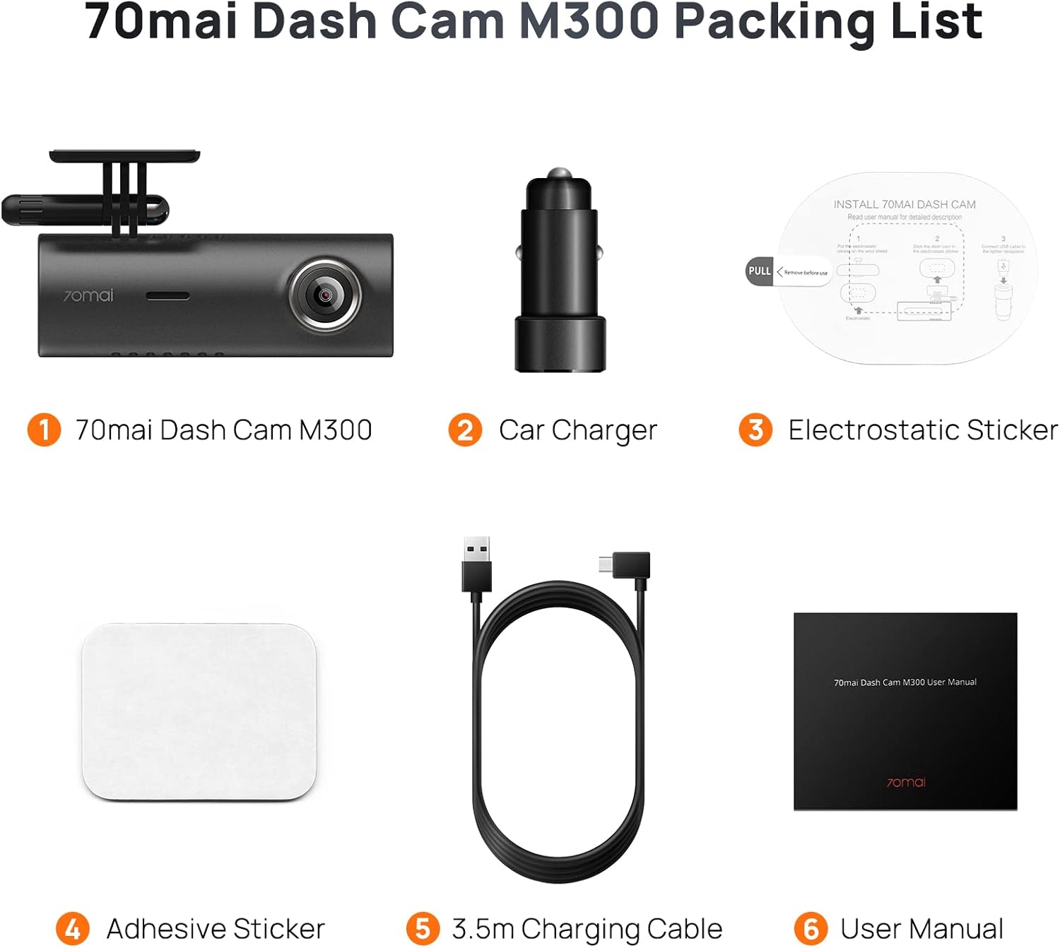 70mai Dash Cam M300 – 1296P HD Car Camera