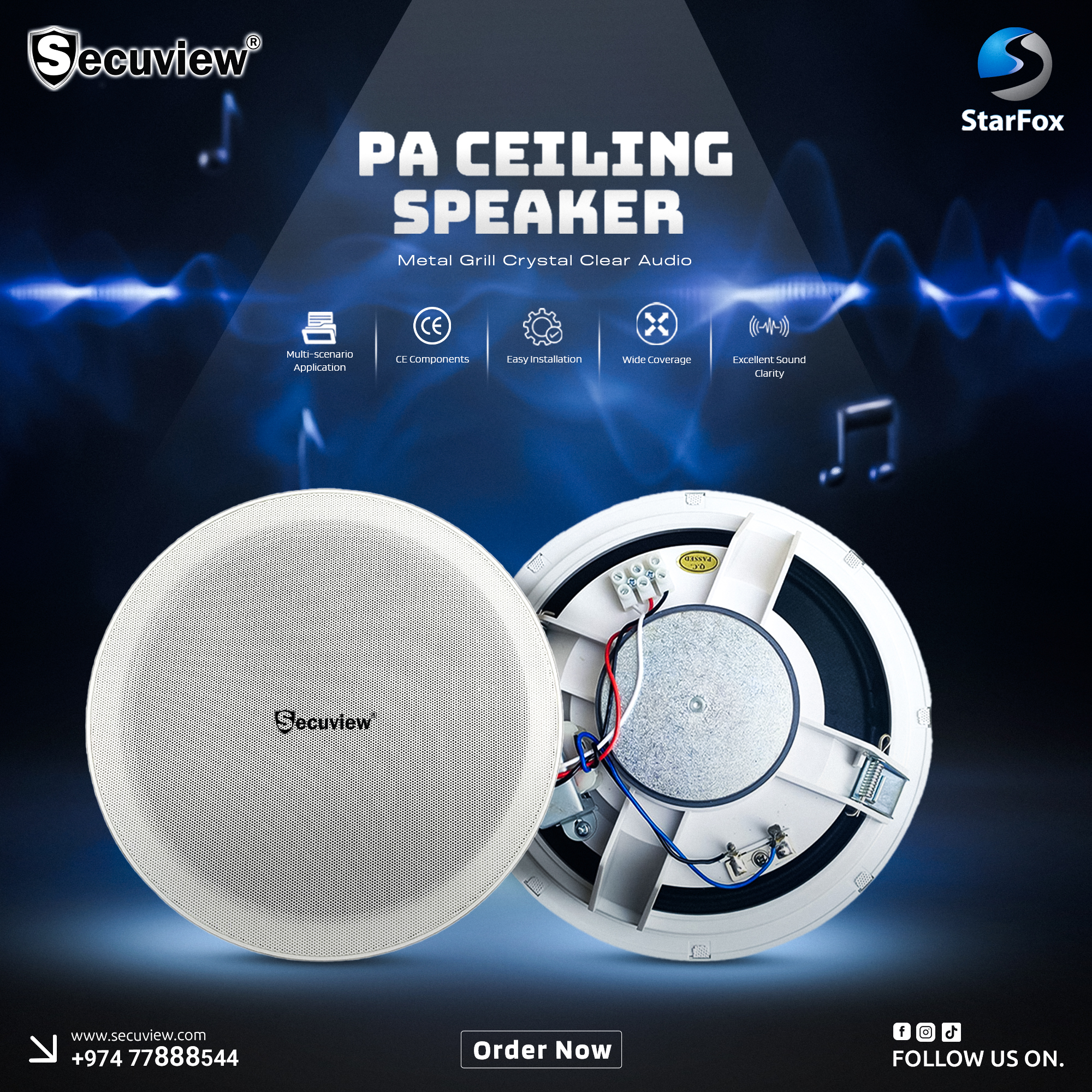 Secuview PA Ceiling Speaker with Clear Audio
