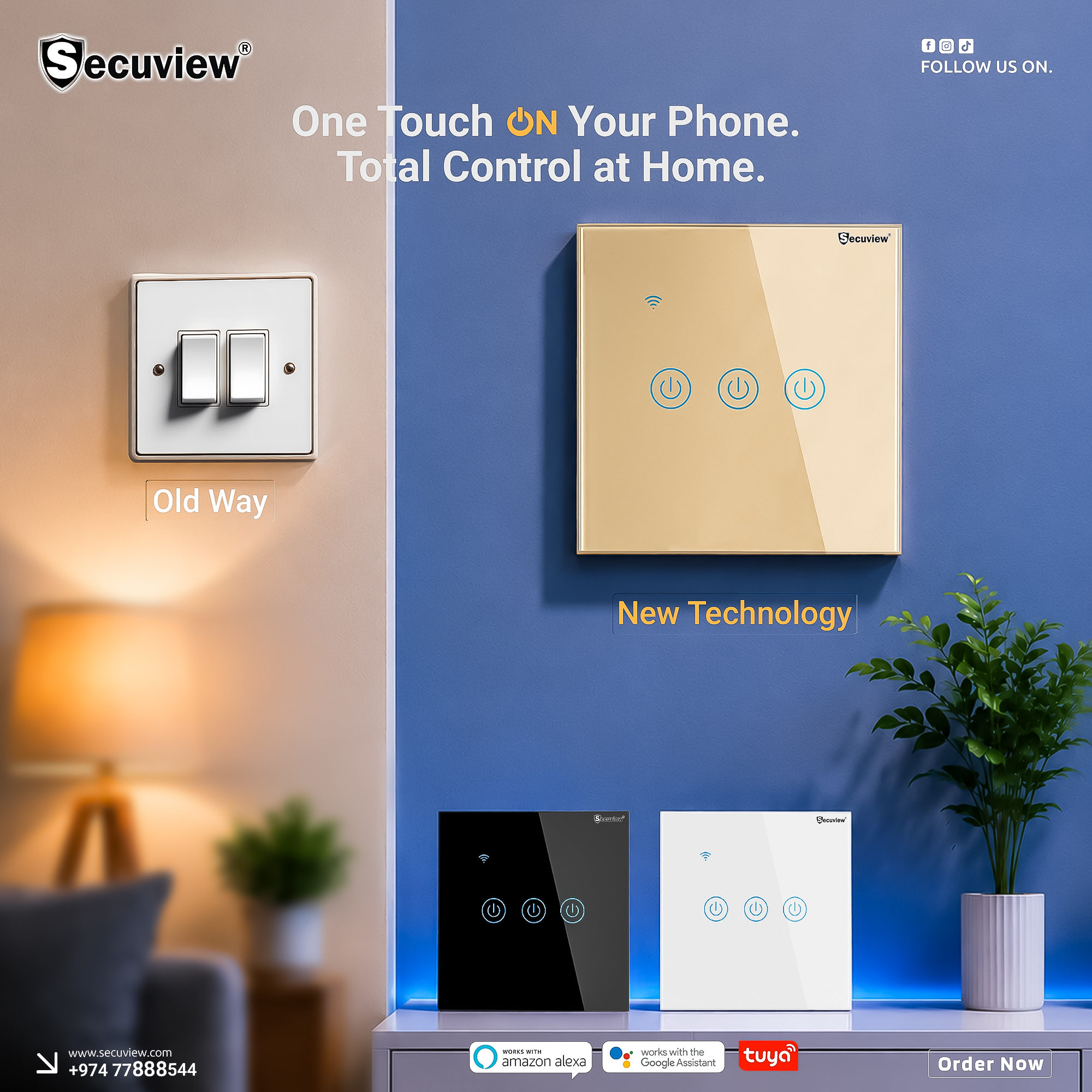 Secuview Three Gang Wi-Fi Smart Switch with Tuya