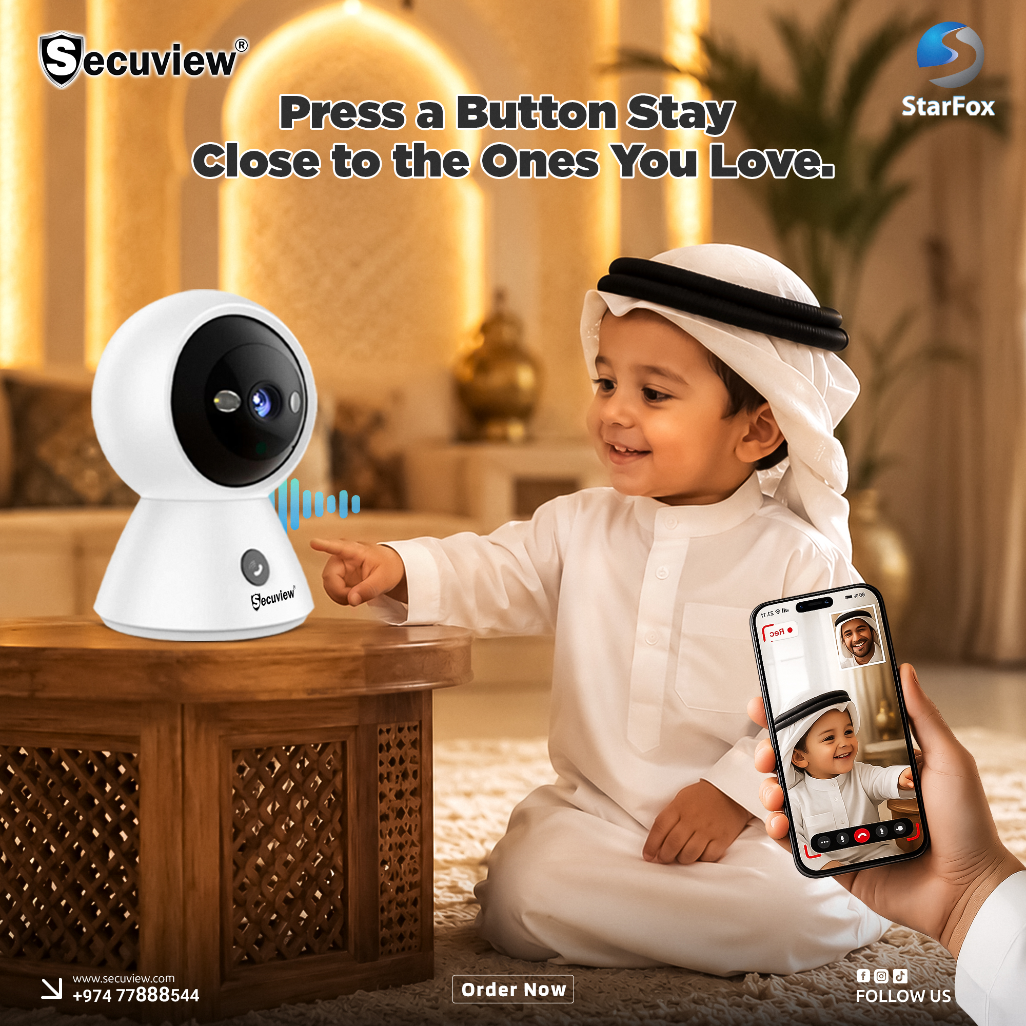 A single touch. A world of comfort with 2K Camera
