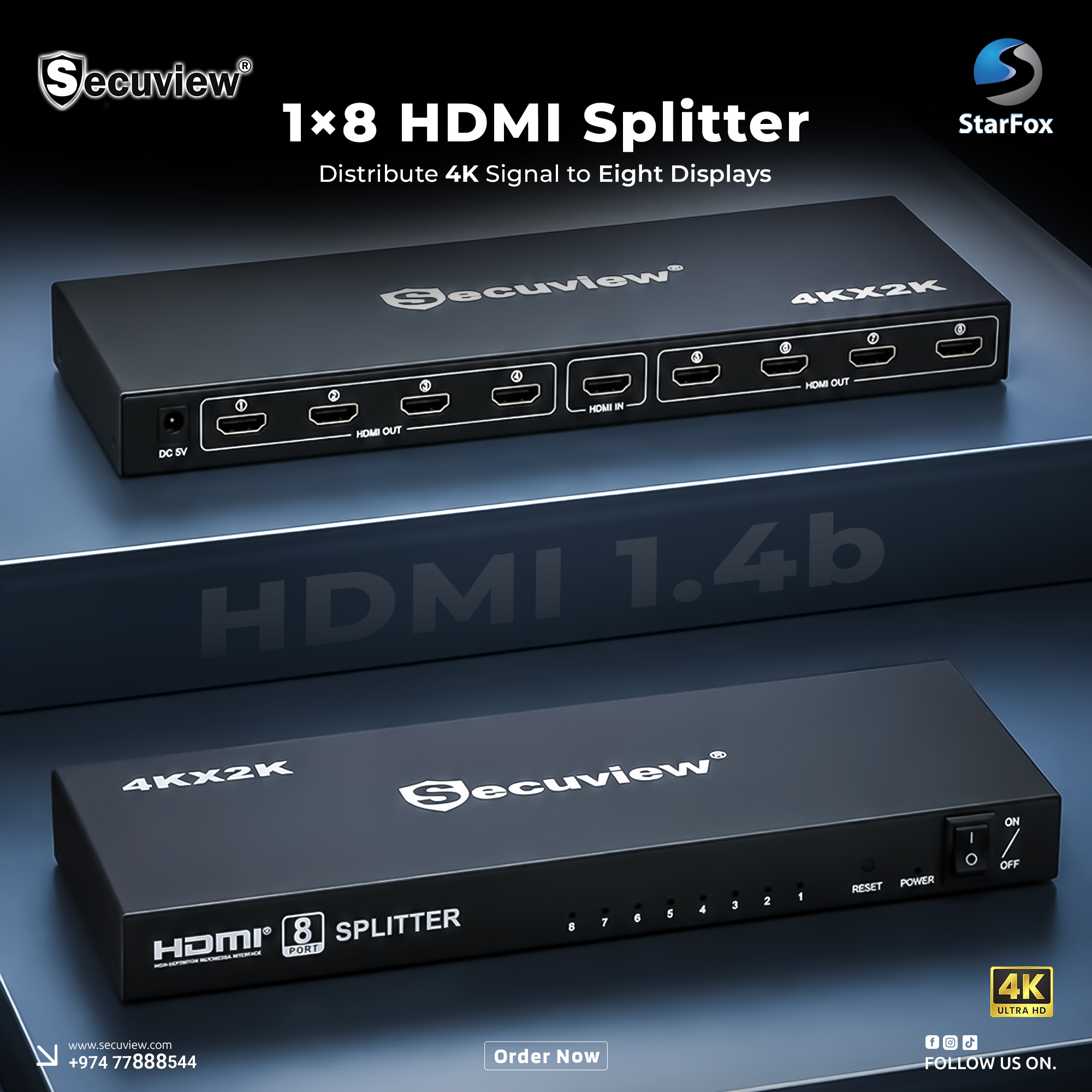 Secuview 1×8 HDMI Splitter Distribute 4K Signal