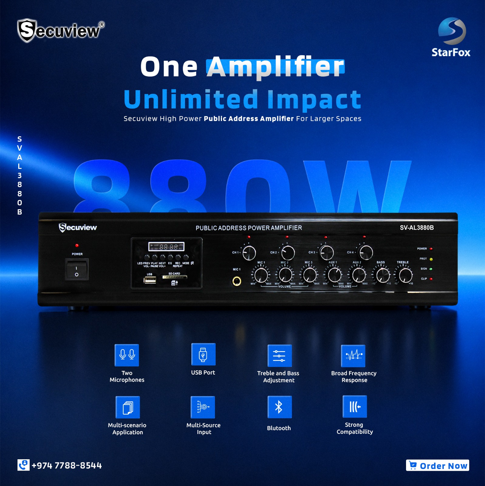 Secuview 880W High Power Public Address Amplifier