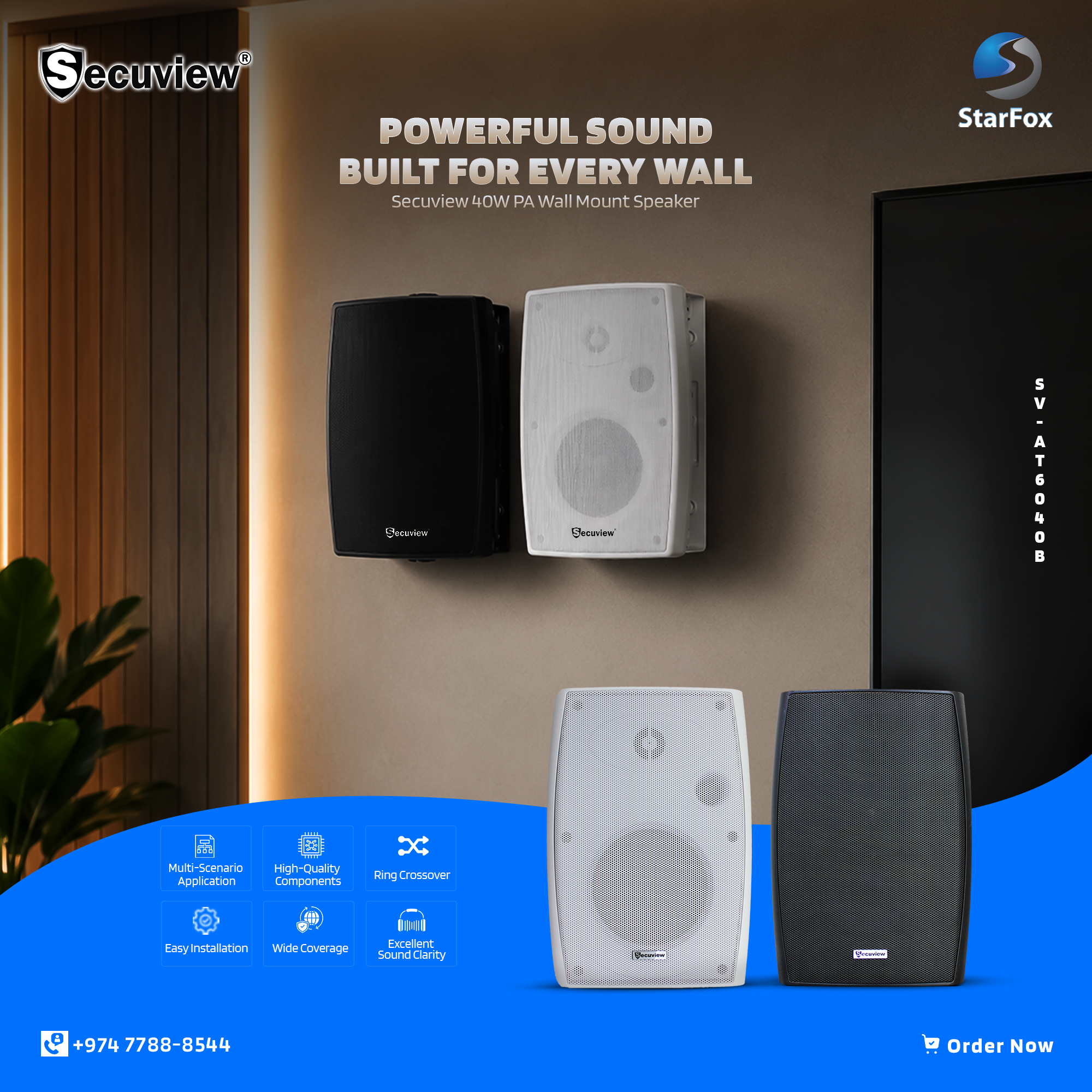 Secuview 40W PA Wall Mount Speakers