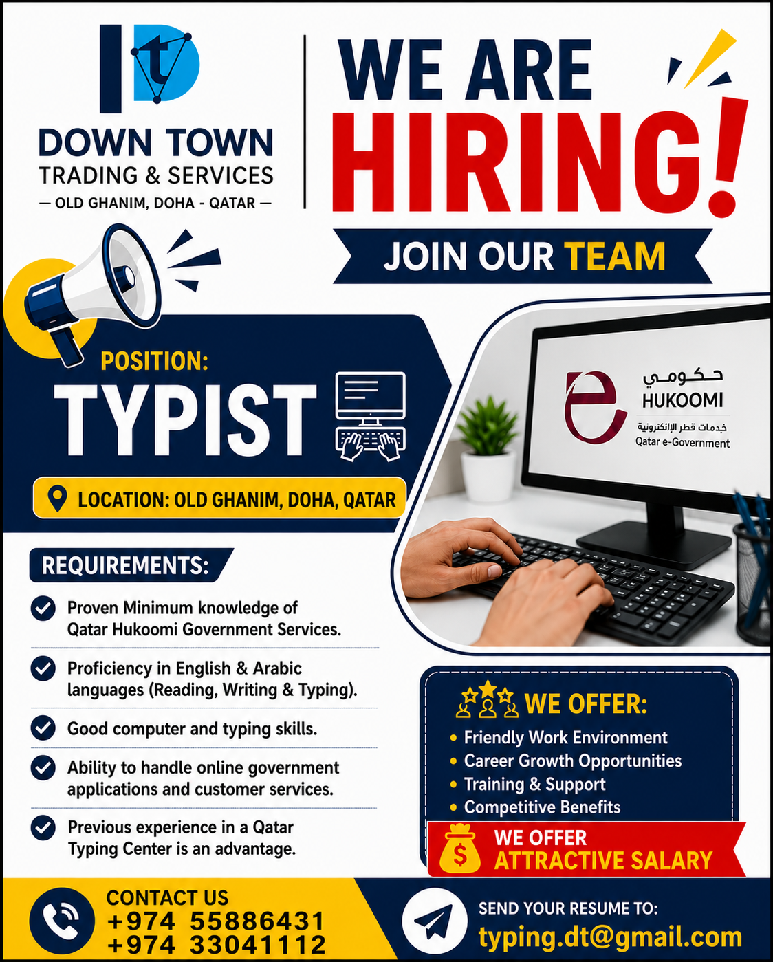 We are Hiring Experienced Typist
